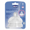 Chicco cumlík na fľašu Natural Feeling silikón rýchly prietok 2 ks V001515