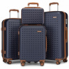 4dielna sada cestovných ABS+PC kufrov Kono - navy-hnedá