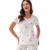 Bavlnené dámske pyžamo Luna 386 - ecru-amarant / 2XL