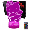 Nočná lampa do detskej izby - 3D LED USB nočná lampa pre darček Hello Kitty (3D LED USB nočná lampa pre darček Hello Kitty)