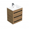Swiss aqua technologies Koupelnová skříňka s černou úchytkou a umyvadlem SAT Cube Way 60x76,5x46 cm dub Hickory mat CUBE46C603DHMOD