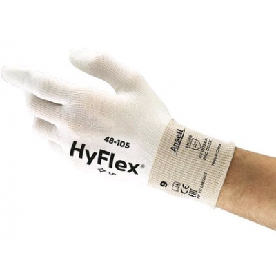 Povrstvené rukavice ANSELL HYFLEX 48-105 biele, veľ. 7