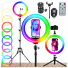 LED PRSTENCOVÁ LAMPA RING RGB SO STATÍVOM NA FOTOGRAFOVANIE VIDEÍ SELFIE MAKE-UP