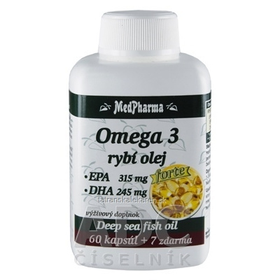 MedPharma OMEGA 3 rybí olej forte - EPA, DHA cps 60+7 zadarmo (67 ks)