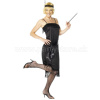 Kostým - 1920 FLAPPER - čierne šaty, opasok a čelenka, dámsky - M