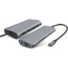 AppleMix Dokovacia stanica / replikátor portov pre Apple MacBook - USB-C na USB-C + 3x USB-A + SD + HDMI + ethernet - sivá