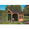 Drevená pergola so sedlovou strechou HAMAR L 478x395 cm čierna typ 3 Tuindeco