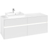 VILLEROY & BOCH Collaro závesná skrinka pod umývadlo na dosku (umývadlo vľavo), 4 zásuvky, s LED osvetlením, 1400 x 500 x 548 mm, White Matt, C074B0MS