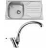 Set Sinks (dřez Okio 780 V 0,5 mm matný + baterie Evera Chrom - lesklý) OK780VEVCL