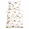 Obliečky do postieľky, 2D sada - Roztomilé zvieratká, biela/hnedá