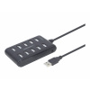 Gembird UHB-U2P10P-01 10-port USB 2.0 húb black