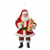 Clayre & Eef Červená závesná vianočná dekorácia Santa Claus držiaca darček - 10*6*17 cm - Clayre & Eef