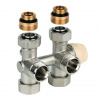 Ovládacia a uzatváracia armatúra Honeywell Resideo Therafix (H-block) priama/rohová (univerzálna) s termostatickým ventilom, 3/4