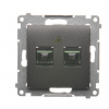 Kontakt Simon Optická 2-zásuvka Simon54 PREMIUM/NATURE antracit DGS2.01/48