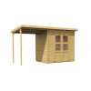 drevený domček KARIBU MERSEBURG 3 + prístavok 166 cm (68763) natur LG1750
