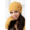 Kamea Medová dámska čiapka na zimu s kvetmi Kamea Andora, Veľkosť uni, Farba medová