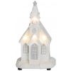 Dekorácia MagicHome Vianoce, Kostol biely, 4 LED teplá biela, 2xAAA, interiér, 10x9x17 cm, Sellbox 12 ks