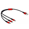 Delock USB kábel USB 2.0 USB-A zástrčka, USB-C ® zástrčka, USB Micro-B zástrčka, Apple Lightning konektor 0.30 m čierna, červená 85891; 85891