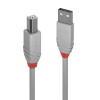 Kábel USB 2.0 A-B M/M 5m, High Speed, sivý, Anthra Line