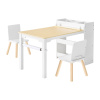 Vevor Detský tvorivý stôl s 2 stoličkami, 3-poschodové úložisko, drevený, biely DCWETZYYZEYYO0V96001V0