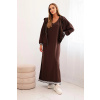 Legínovo Dámsky set s viskózou s rozopínateľnou mikinou a dlhými šatami béžový Farba: Hnedá, Veľkosť: UNI