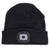 KesTek Pletená čiapka s dvojitým LED svetlom, čierna 40013KT