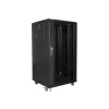 Racková skriňa 19'' 22U (600x600mm - stojaca - čierna - presklené dvere)