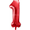 PartyDeco Foliový balón číslo 1, 86cm červený