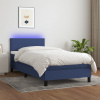 vidaXL Posteľ boxsping s matracom a LED modrá 90x190 cm látka - Modrá - 107069-207201