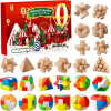 Sakmilu Adventný kalendár s hlavolamami 2025 – 24 drevených a kovových logických puzzle pre deti aj dospelých