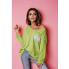 Fashionweek Dámsky mäkký ľahký voľný sveter lesklé vrecko NB10114 Farba: limonka pastel