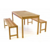 Záhradný set lavíc a stola DIVERO - neošetrené teakové drevo - 135 cm