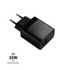 Sieťová nabíjačka FIXED s výstupom USB-C a USB, podpora PD a QC 3.0, 20 W, čierna FIXC20N-CU-BK