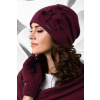 Kamea Bordová luxusná dámska elegantná čiapka na zimu so štýlovými kvetmi Kamea Teramo, Veľkosť uni, Farba bordová