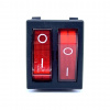 Tracon electric Kolískový vypínač ON-OFF, 2 obvody, červený, 16A, 250V, 0-I