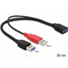 Delock kábel USB 3.0-A samica > USB 3.0-A samec + USB 2.0-A samec, 30cm (83176) 83176