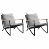 Záhradné stoličky s poduškami, 2 ks, čierne, oceľ