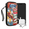 kwmobile Neoprene Sleeve for smartphone Size XL - 6.7/6.8 - Shock Absorbing Pouch kryt - Ochranný telefon Bag - Comic Book Symbols Multicolor