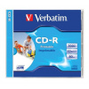 CD R disk, potlačiteľný, matný, ID, AZO, 700MB, 52x, 1 ks, klasický obal, VERBATIM