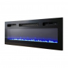 Cama Meble Tv stolík s krbom RTV LUXE EF BLACK, čierny mat/čierny lesk/komín čierny