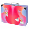 BAAGL Skladací školský kufrík Dúha červený s kovaním