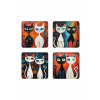 MOOGA | Sada 4 dekoratívnych podložiek pod hrnčeky Color Cats #1