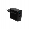 Univerzální USB nabíječka Natec RIBERA GaN 65W, 1X USB-A, 1X USB-C, Černá (NUC-2145)