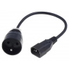 Kábel sieťový 230V C14 - zásuvka (CEE7/7) UTE 0.3m, 1.00mm², 10A, čierny
