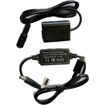 USB napájací adaptér ako AC-PW20 pre Sony Alpha NEX-5 atď. + DC spojka ako NP-FW