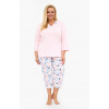 3XL-5XL dámske pyžamo Cornette 389/455 Nancy 3/4 ružová 5XL