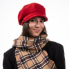 8-dielna červená dámska bekovka od Mayser - Camila Plus Newsboy Cap - ušné klapky Veľkosť: 59 cm (L)