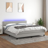 Posteľ boxsping s matracom a LED bledosivá 180x200 cm látka-ForU-3133333