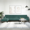 Pohovka v tvare L tmavozelená 260x140x70 cm zamat-ForU-3157244