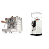 Rocket Espresso Appartamento, white, walnut + Eureka Mignon Perfetto, CR white